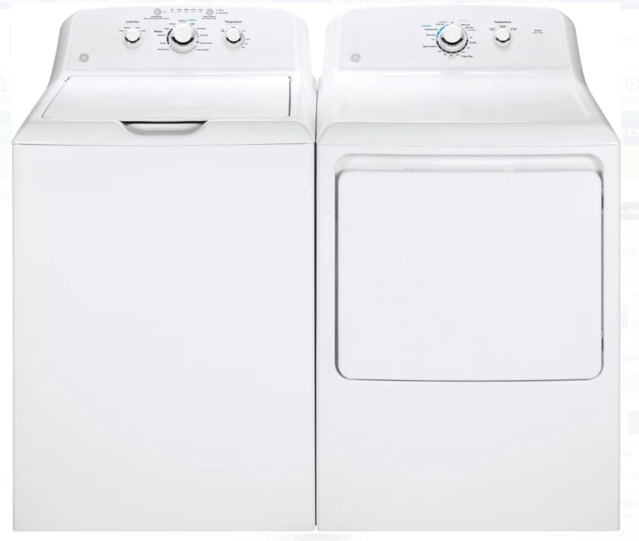Washer & Dryer Set with Top Load Washer and Electric Dryer in White
